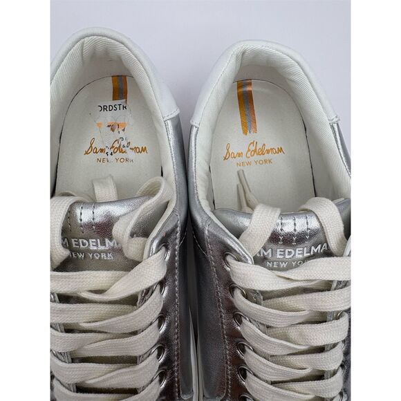 Sam Edelman Women's Ethyl Lace Up Sneakers metallic Silver 7.5 Casual NEW - Picture 6 of 9